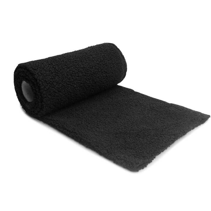 Blana artificiala Boucle, 100% poliester, negru, 50cm x 160cm