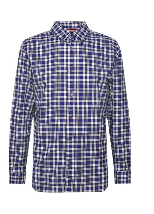 Мъжка риза, Tommy Hilfiger, модел 78J9748, синя, памук, каре