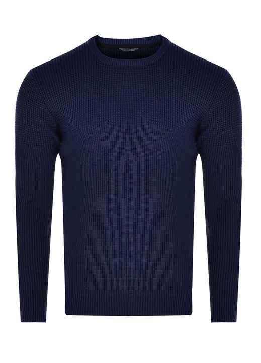 GUESS férfi pulóver, pamut/elasztán, sötétkék, Tengerészkék