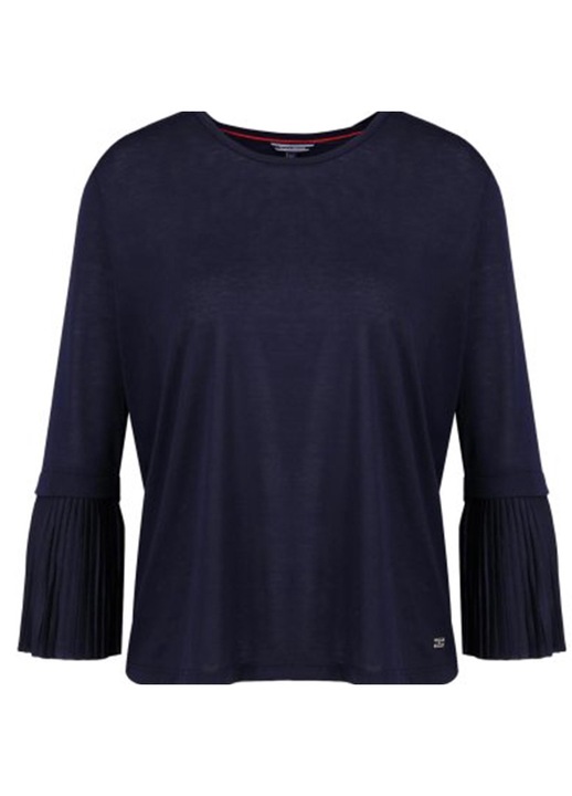 Дамска блуза, Tommy Hilfiger, с волани, полиестер/вискоза, тъмносиня