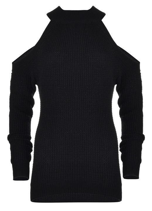 Дамска плетена рокля, GUESS, памук/акрил, Черна