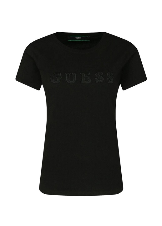 Guess női póló, fekete, pamut, hímzett felirattal, XS INTL