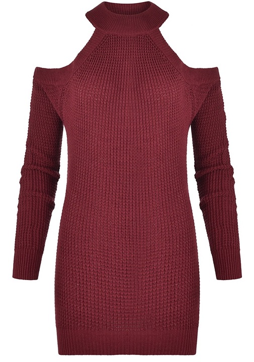 Дамска рокля GUESS, памук/акрил, бордо