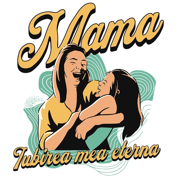 Sticker Adeziv Mama este iubirea mea eterna familie cu Margini Albe, PVC Vinyl 23 cm