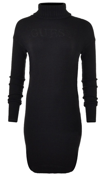 Рокля с дълъг ръкав, GUESS, акрил/полиестер, черна
