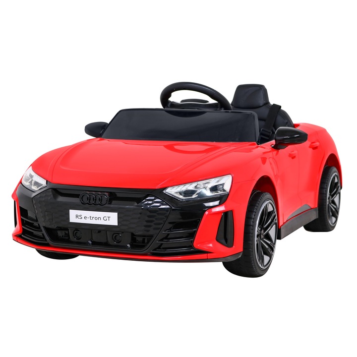 Masina electrica AUDI RS TRON ROSU 12V, cu telecomanda, roti EVA, MP3, LED