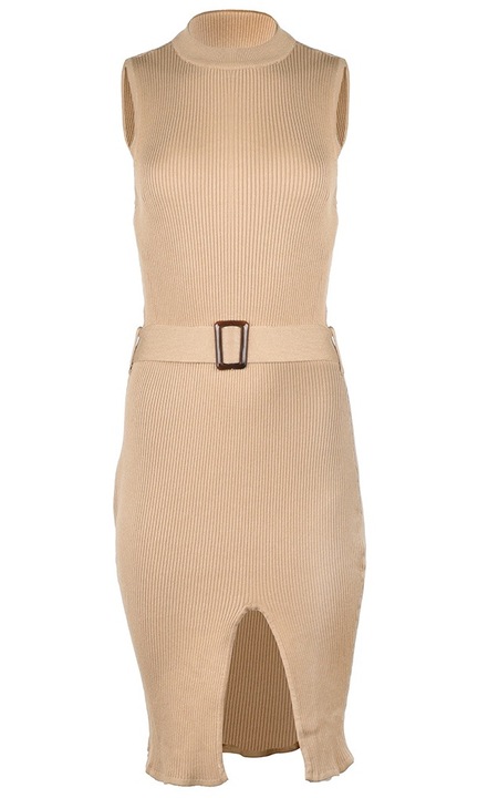 Дамска рокля Guess, прилепнала, вискоза/полиамид, бежова, XL INTL