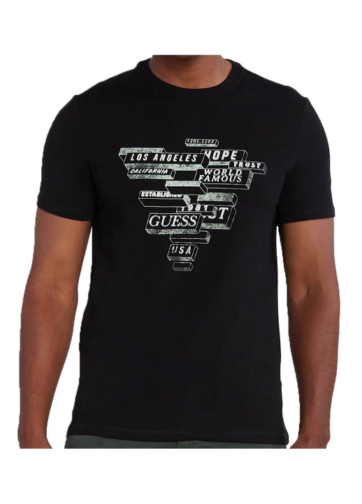 Férfi póló, GUESS, pamut/elasztán, Negrudsafxzg, Fekete