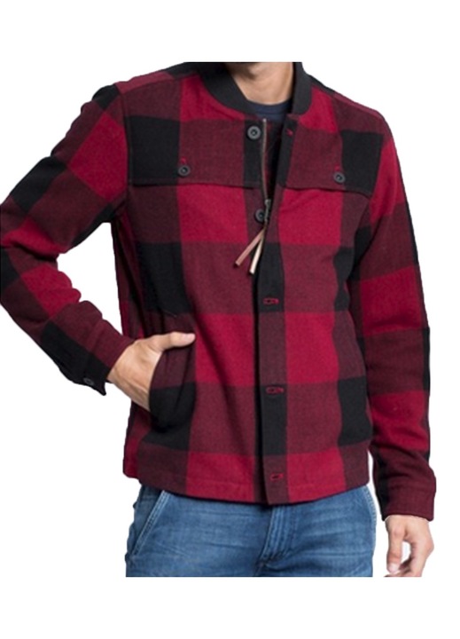 Férfi kabát, Tommy Hilfiger, piros, gyapjú és poliészter