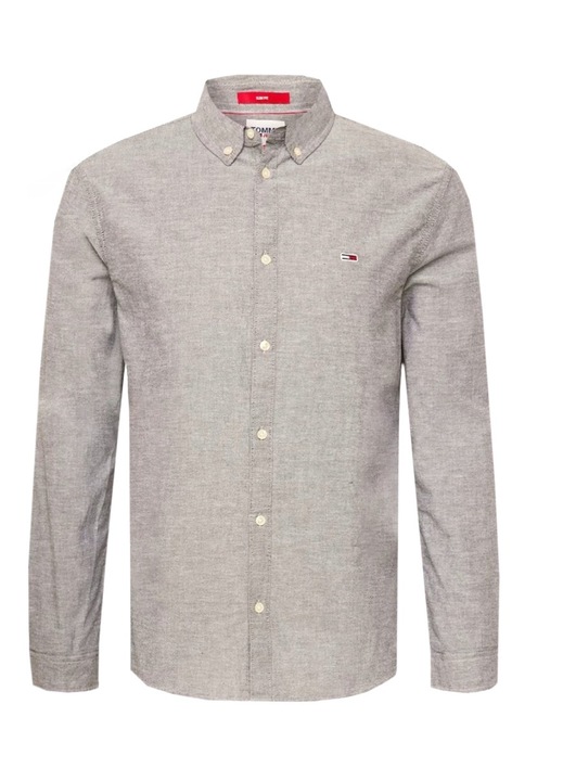 Férfi ing, Tommy Jeans, szürke, pamut, vékony szabású, hímzett logóval, M INTL