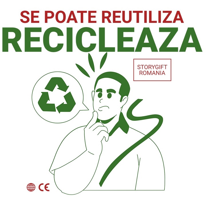 Sticker Adeziv se poate reutiliza reciclare poluare plastic cu Margini Albe, PVC Vinyl 70 cm