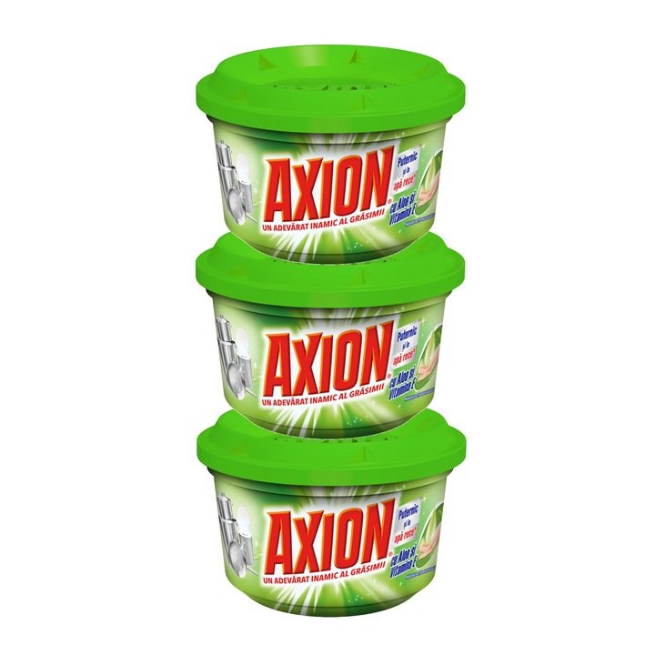 Detergent de vase pasta Axion cu extract de Aloe Vera si vitamina E, 3 x 400 gr