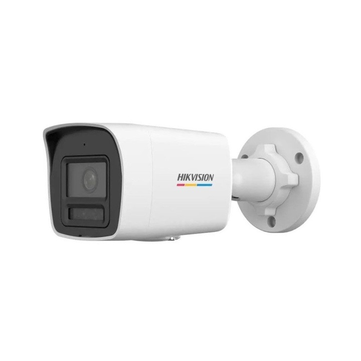 Камера за наблюдение Hikvision ColorVU DS-2CD1027G2H-LIU, Външна IP, 2 MP, 2.8 мм, IR/бяла светлина 30 м, PoE