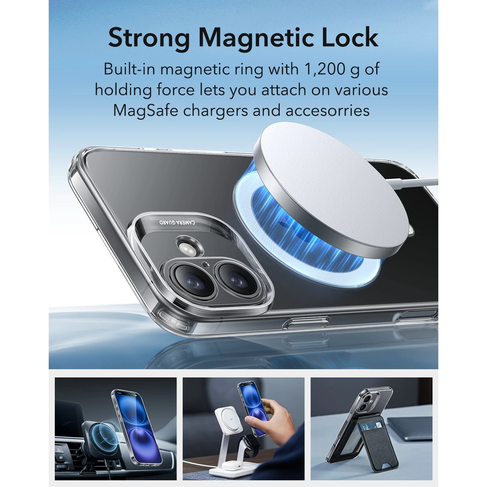 Husa ESR Zero Clear, compatibila Apple iPhone 16 Pro Max, MagFit, frosted grey