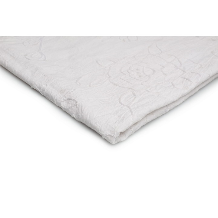 Bumbac brodat Alb model 12, 100% Bumbac, Dimensiuni 140cm x 50cm