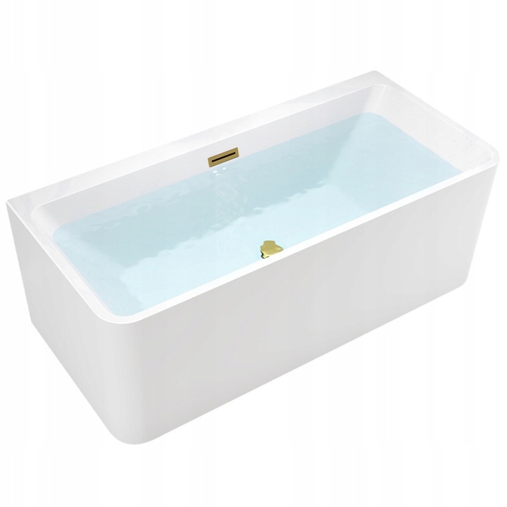 Cada de baie Silla Pro 140x75, Izolare termica, Freestanding, Rectangulara, Acril sanitar, Alb/Auriu Antichizat