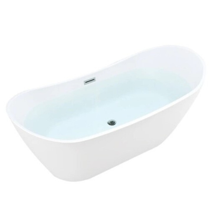 Cada de baie Silla Pro 150x75 cm, S-6002 Izolare termica, Freestanding, Ovala, Acril sanitar, Alb/Crom Lucios