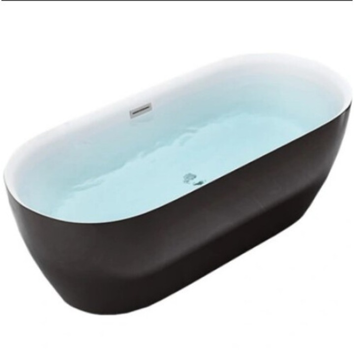 Cada de baie Silla Pro 150x75 cm, S-6004 Izolare termica, Freestanding, Ovala, Acril sanitar, Alb/Crom Lucios