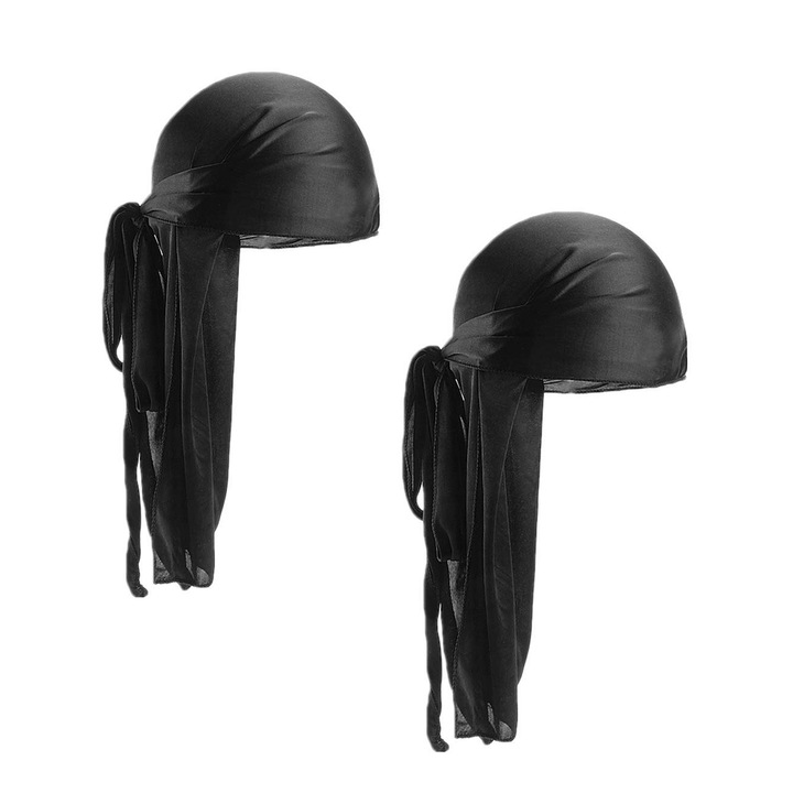 Комплект от 2 бандани durag, Axroad Mall, унисекс, дишащи, абсорбиращи потта, лесни за почистване, съвместими с пералня, идеални за колоездене, бягане, къмпинг, универсален размер, полиестер, черни