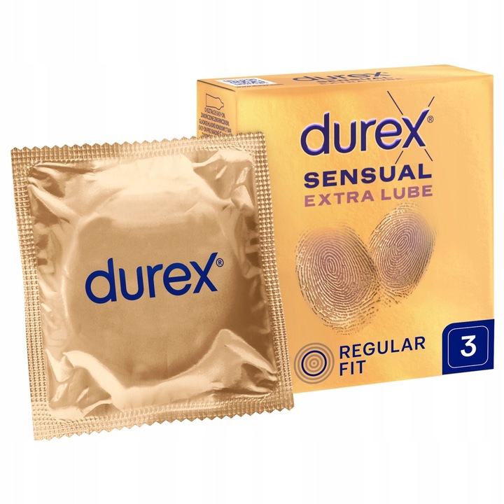 Set De Prezervative, Durex, Sensual Extra Lube, Super Thin, Cu Varf De Rezerva, Latex Natural Transparent, Neted, Standard 56 mm Latime Nominala, Multicolor, 3 Bucati