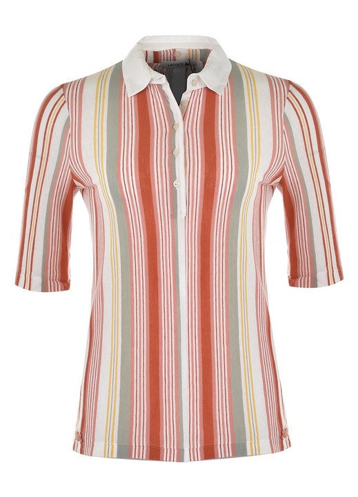 Női ing, Lacoste, fehér-narancs-szürke, pamut-vászon, gombos, 38 EU