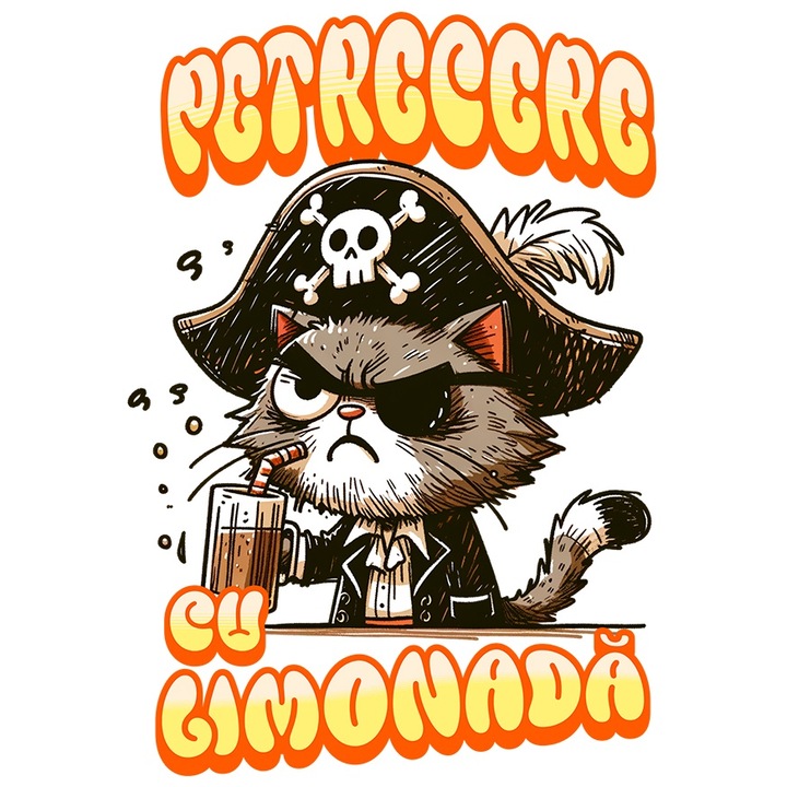 Залепващ стикер Превърнете лимоните в котешко лимонадно парти с бели ръбове, PVC винил 70 см