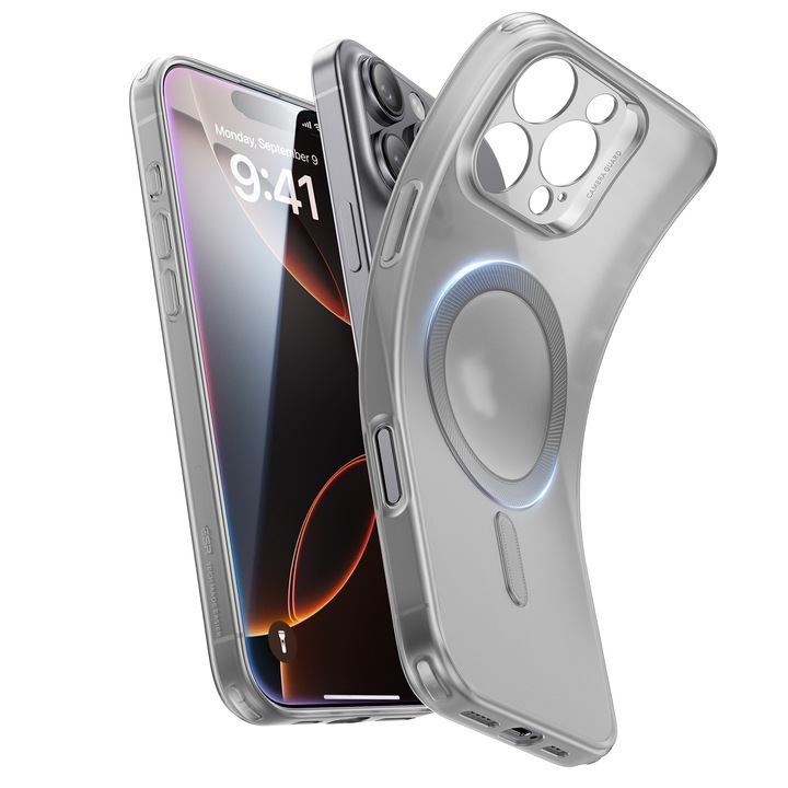 Husa ESR Zero Clear, compatibila Apple iPhone 16 Pro Max, MagFit, frosted grey