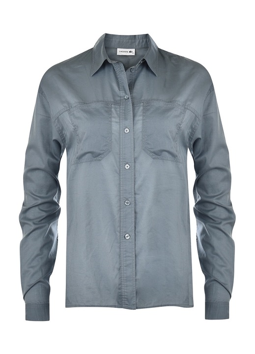 Férfi ing, Lacoste, szürke, pamut, hosszú ujjú, logóval az elején, 40 EU