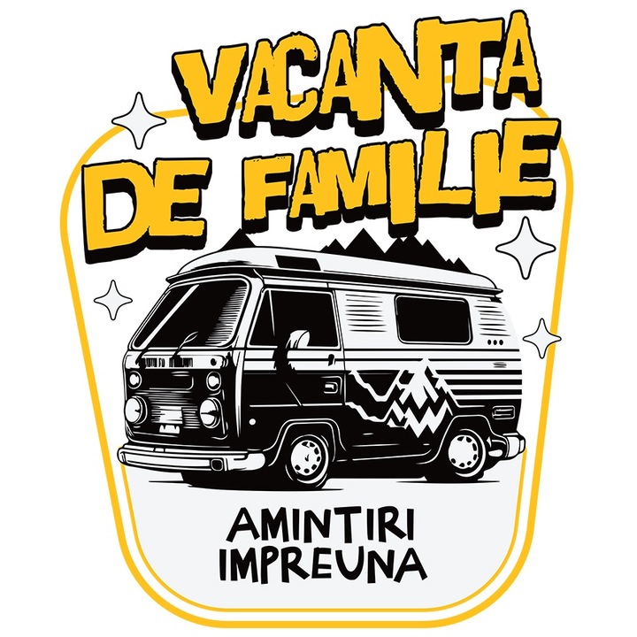 Sticker Adeziv vacanta de familie amintiri impreuna caravana cu Margini Albe, PVC Vinyl 90 cm