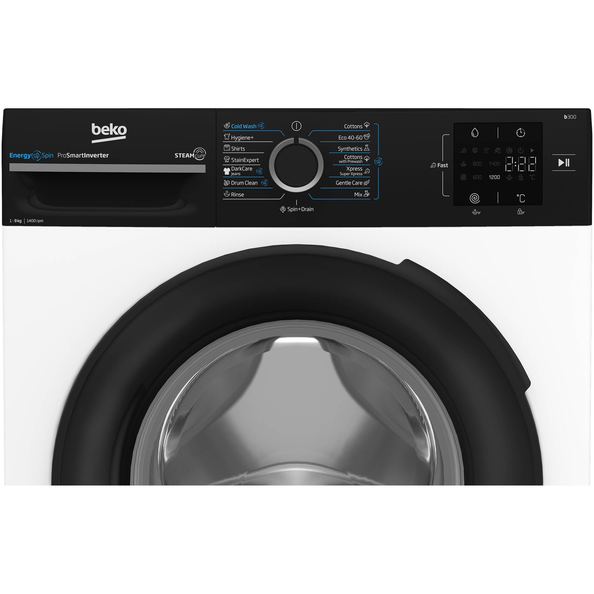 Masina de spalat rufe Beko BM3WFSU39413WBPB, 9Kg, 1400 RPM, Clasa A, Motor ProSmart Inverter, Aquawave, Alb