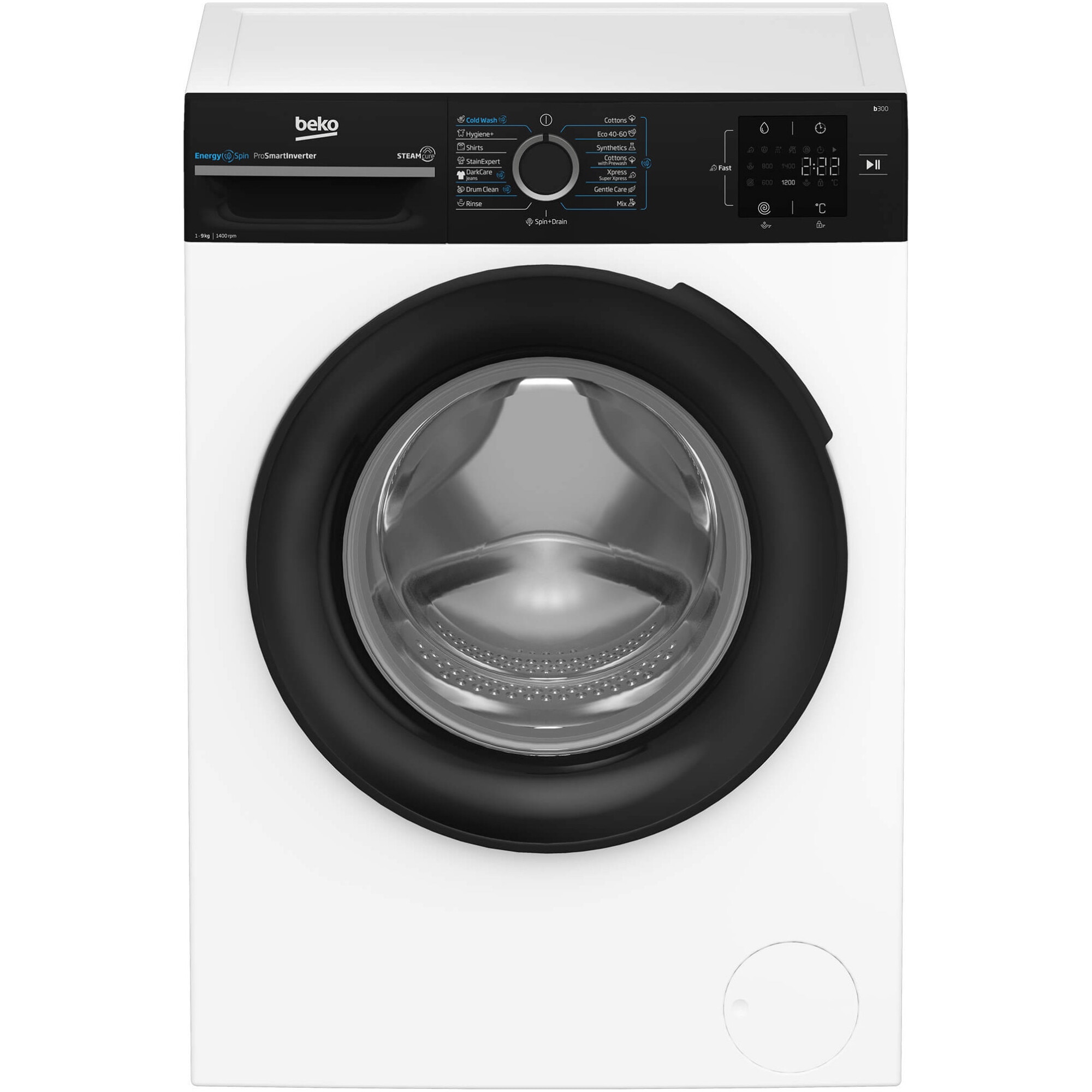 Masina de spalat rufe Beko BM3WFSU39413WBPB, 9Kg, 1400 RPM, Clasa A, Motor ProSmart Inverter, Aquawave, Alb