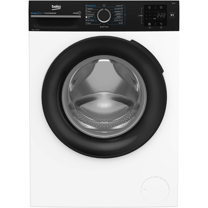 Пералня Beko BM3WFSU39413WBPB, 9Kg, 1400 RPM, Клас A, ProSmart Inverter Motor, Aquawave, Бяла