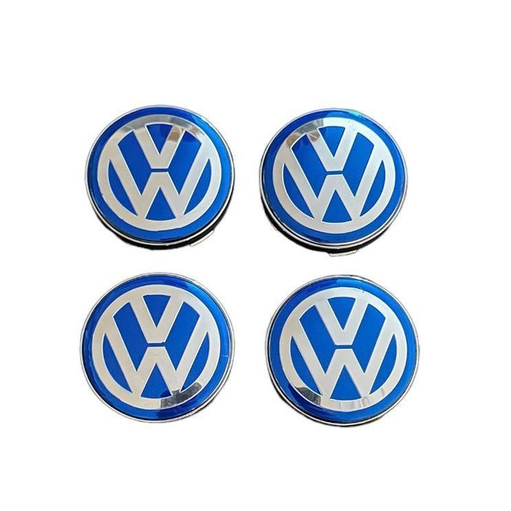 Set 4 capace roti 60mm Volkswagen albastre compatibil janta aliaj