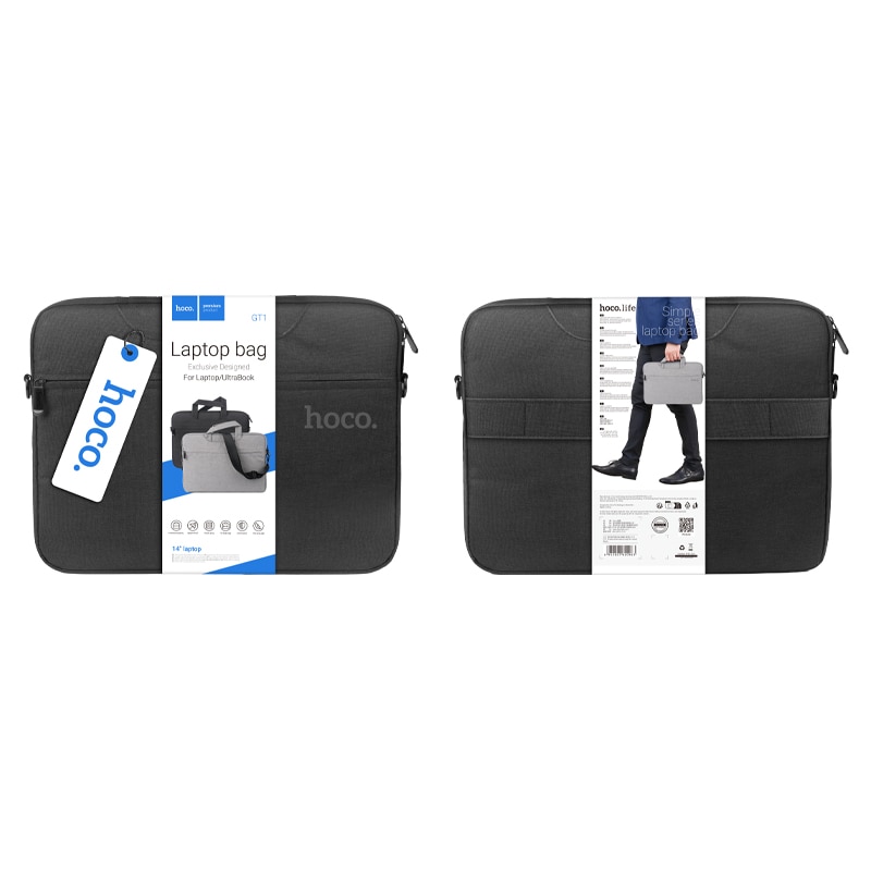 Geanta Hoco GT1 pentru Laptop, 14", Interior moale, 2 Compartimente, Textil, Negru