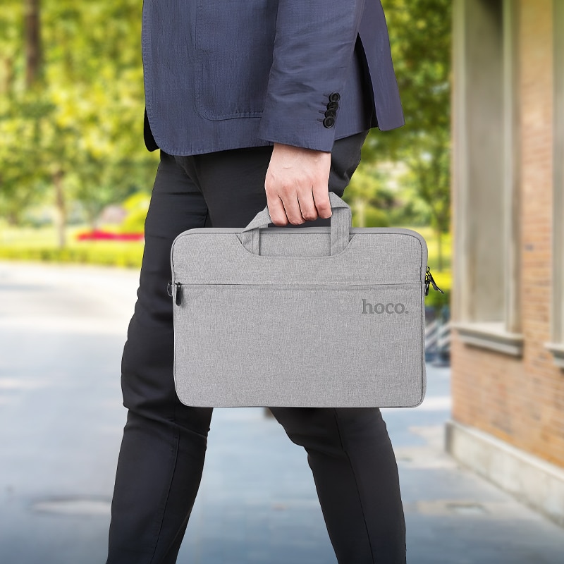 Geanta Hoco GT1 pentru Laptop, 14", Interior moale, 2 Compartimente, Textil, Gri