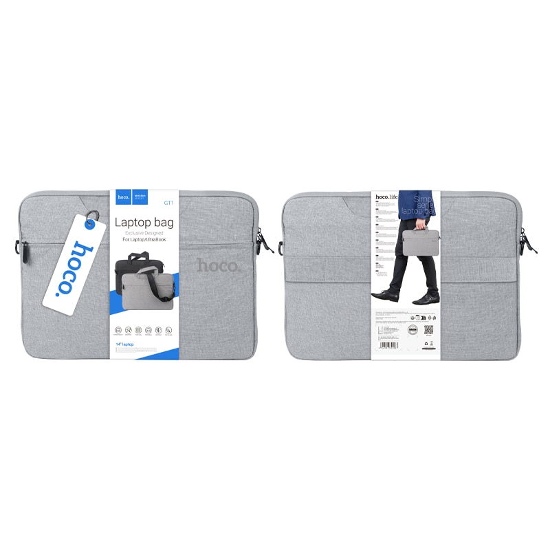 Geanta Hoco GT1 pentru Laptop, 14", Interior moale, 2 Compartimente, Textil, Gri