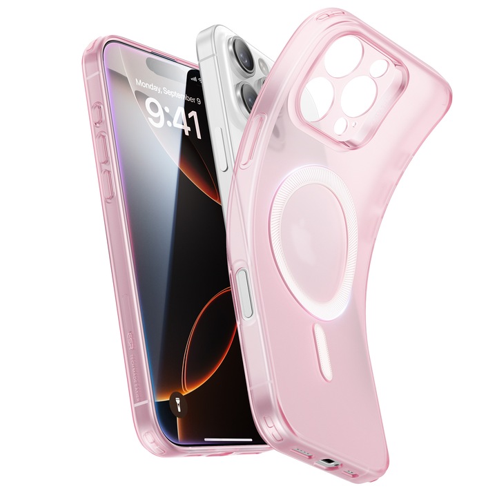 Husa ESR Zero Clear pentru Apple iPhone 16 Pro Max, MagSafe, frosted pink