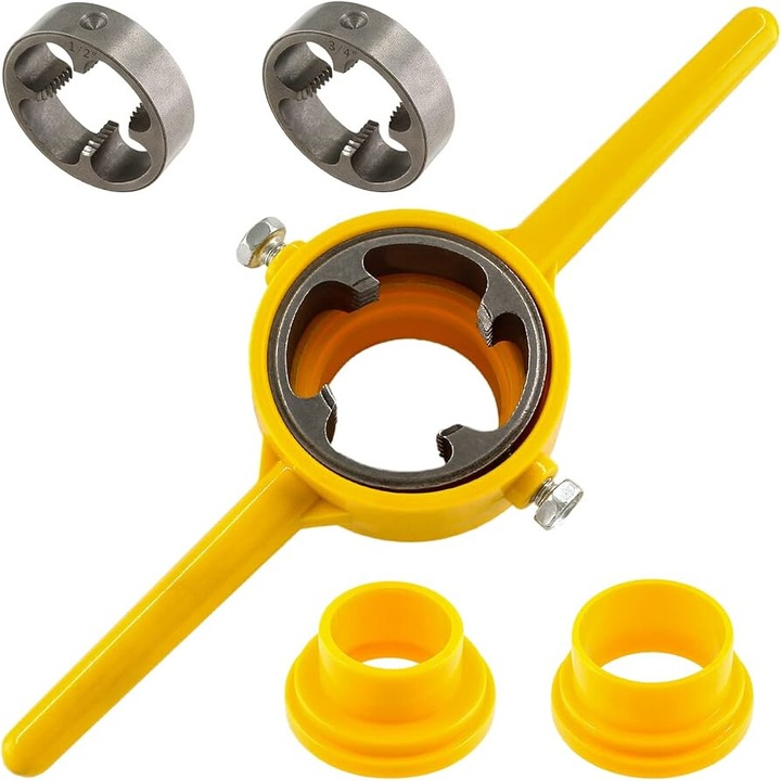 Set de filetare tevi PVC, 1/2-3/4-1, 6 piese