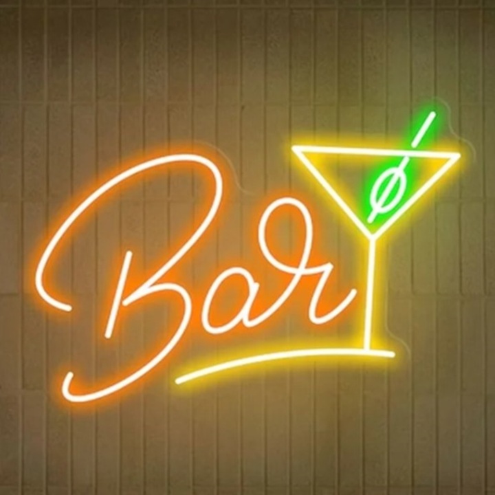 Decoratiune LED CLASStitude, text Bar, 42 x 24 cm, decor pentru bar, nunta, botez, petreceri, ocazii speciale, Orange