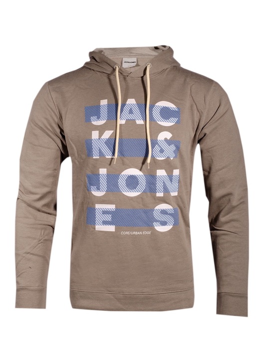 Jack&Jones Core férfi pulóver, szürke, pamut/poliészter, mintás, kapucnival