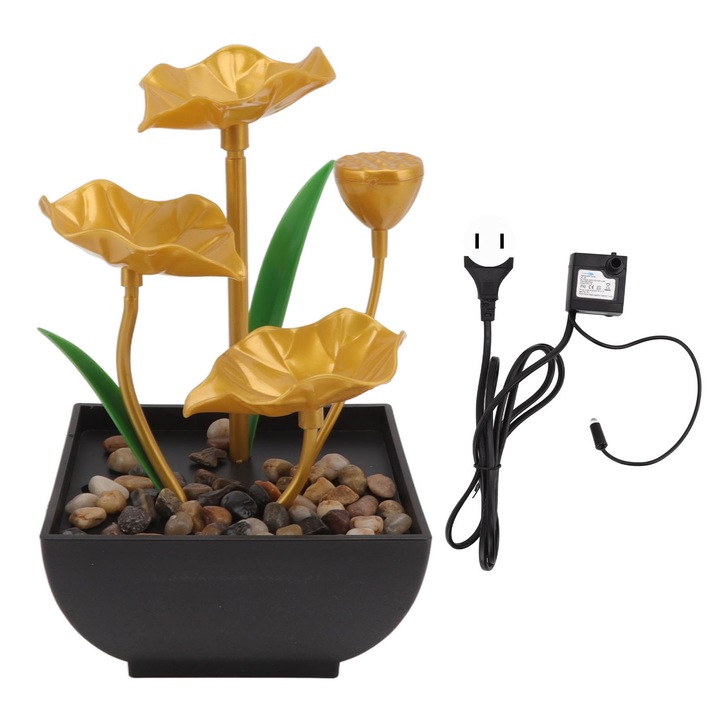 Пластмасов настолен фонтан със светодиоди, TNEAYWHE, течаща вода, 110V