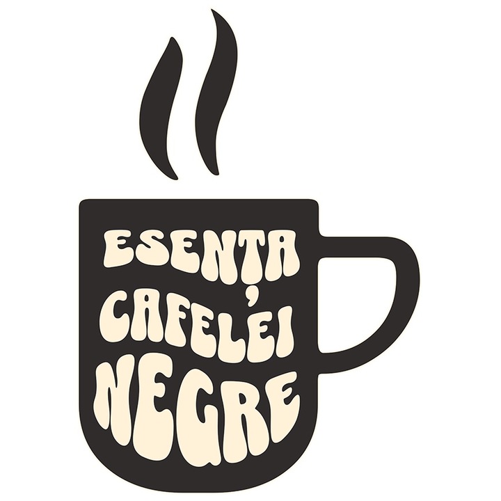 Sticker Adeziv Esenta cafelei negre energie de dimineata aroma cu Margini Albe, PVC Vinyl 15 cm