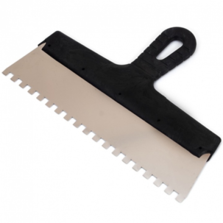 Polax fogazott ragasztós spatula, 250mm, 10x10mm, kényelmes fogantyú