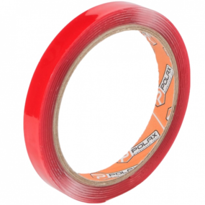 Banda dublu adeziva acrilica, Polax, 12mm x 2m, transparent