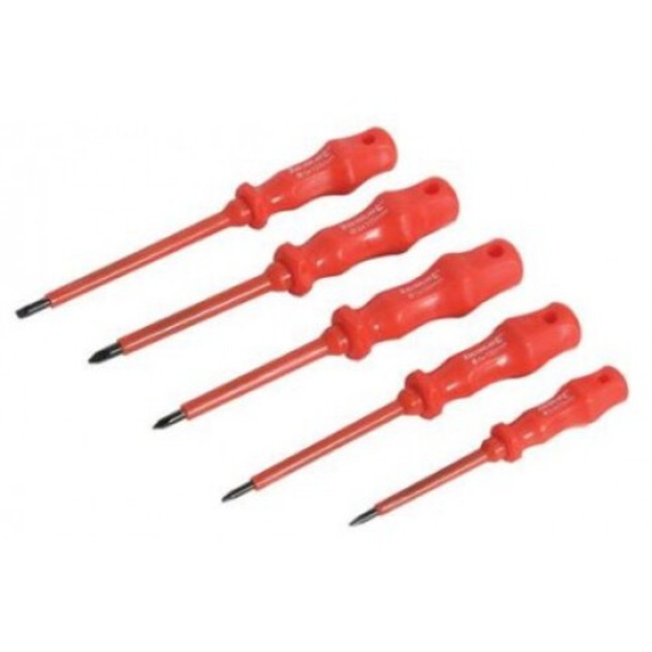 Комплект 5 изолирани отвертки Silverline, 3.5x75 mm, 4.0x100 mm, 5.0x125 mm