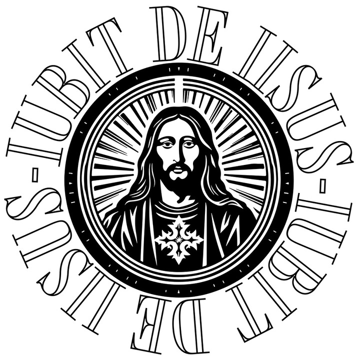 Sticker Adeziv Iisus de iubeste credinta religioasa cu Margini Albe, PVC Vinyl 28 cm