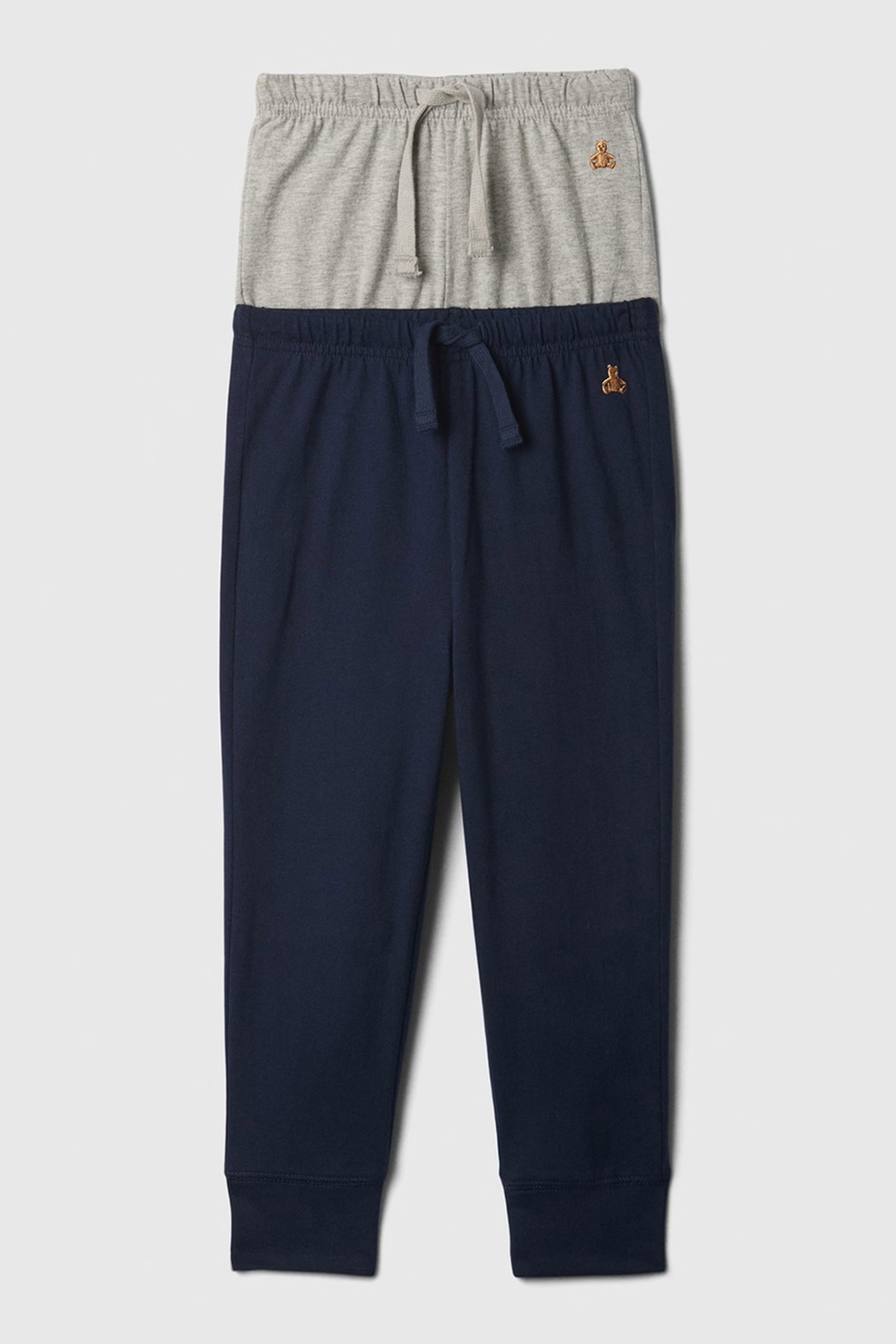 GAP, Set de pantaloni de trening din amestec de bumbac - 2 piese, Gri melange, Bleumarin, 80 CM