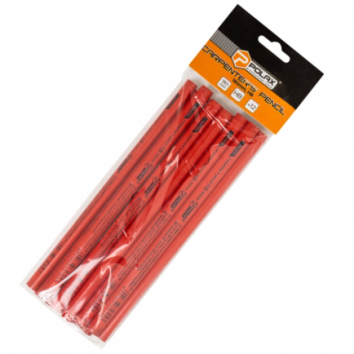 Комплект от 12 броя дърводелски моливи, Polax, 180 mm, HB