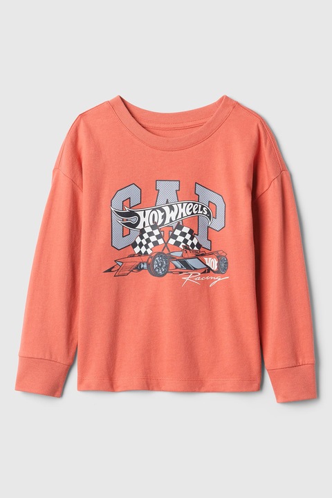 GAP, Bluza cu decolteu la baza gatului si imprimeu, Portocaliu, 70 CM