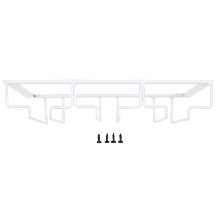 Jormftte borospohártartó, fém, 3 rekeszes, 30x22.5cm, fehér